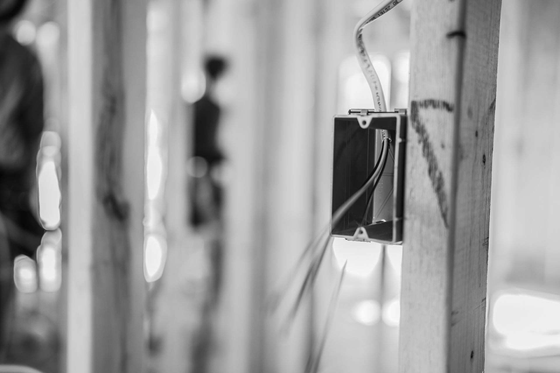 Clean electrical rough-in inside a new construction home